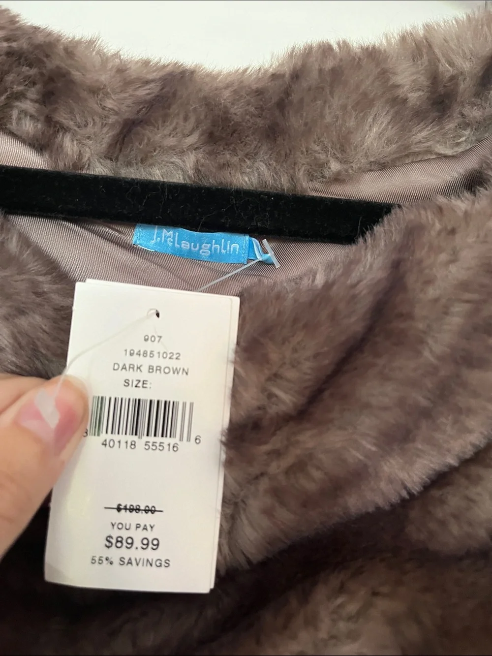 Plush Faux Fur Poncho in Brown